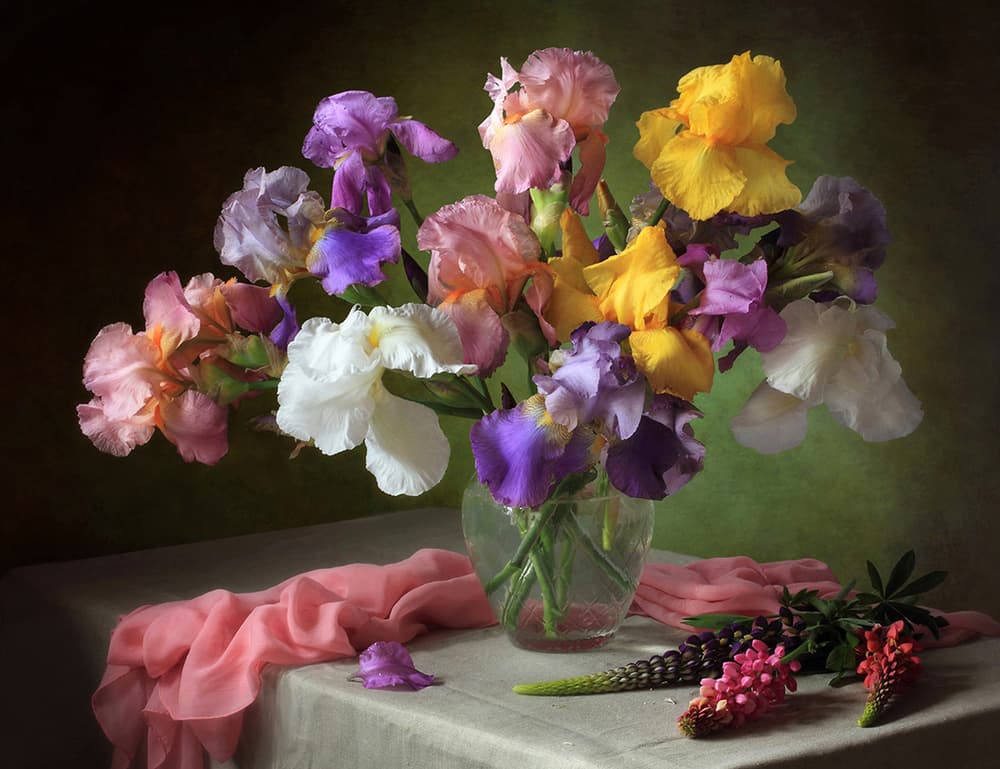 Vibrant Iris Bouquet by Tatyana Skorokhod — canvas wall art