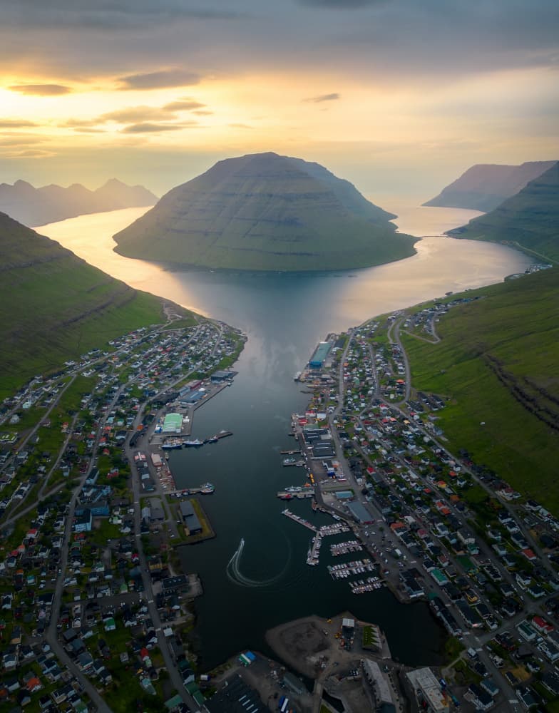 Fjord Village Sunset by Dawn X W — canvas wall art