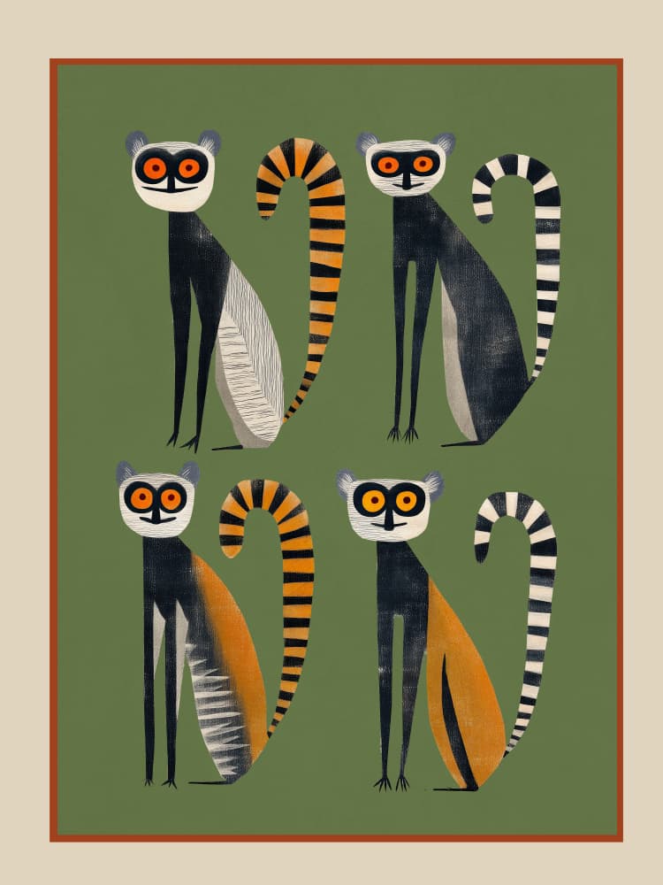 Playful Jungle Lemurs by City Art — canvas wall art