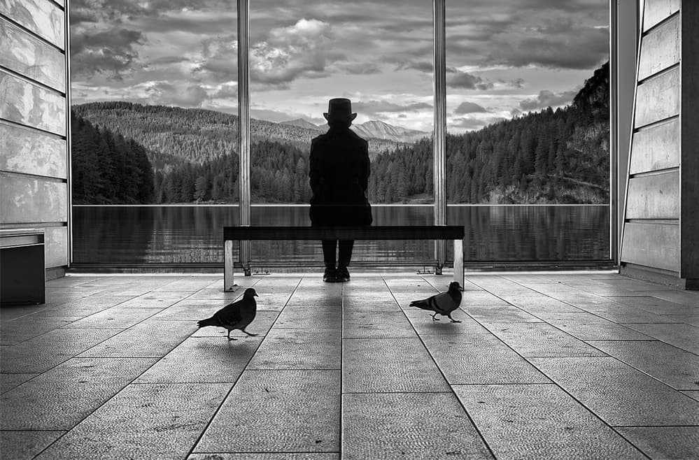 Man Overlooking Lake by Francesco Deste — canvas wall art