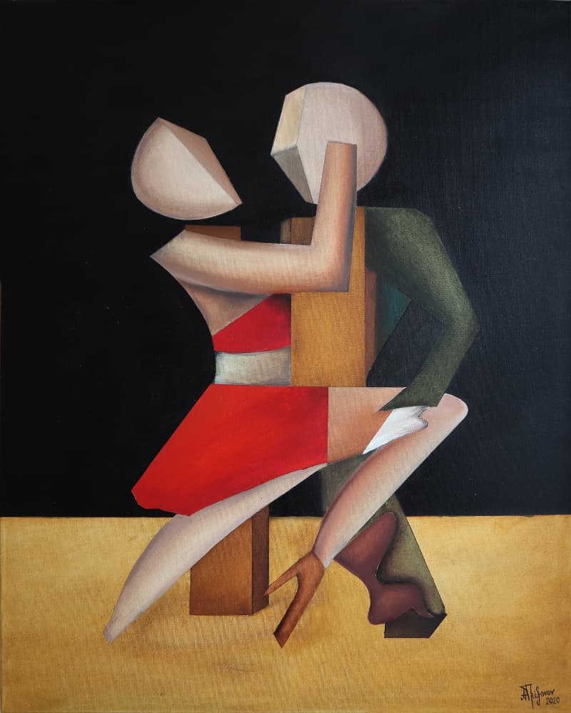 Passionate Cubist Embrace by Alexander Trifonov — canvas wall art