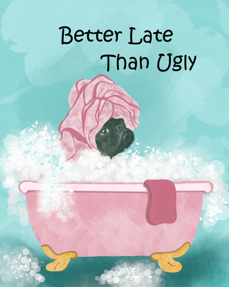 Bubble Bath Pug by Sannel Larson — canvas wall art