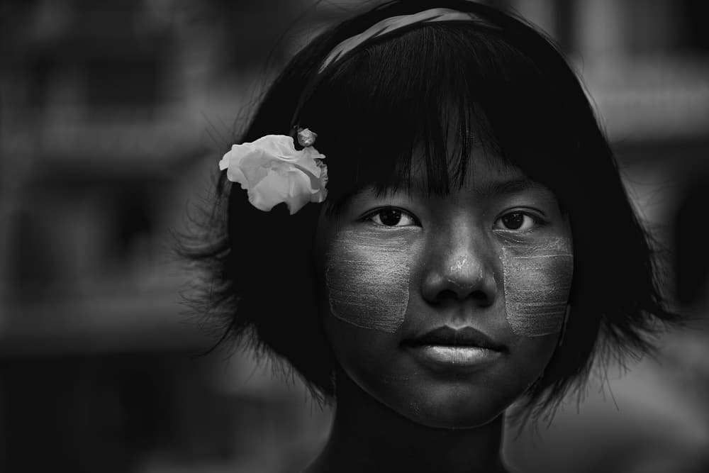 Thanaka Girl with Flower by txules — canvas wall art