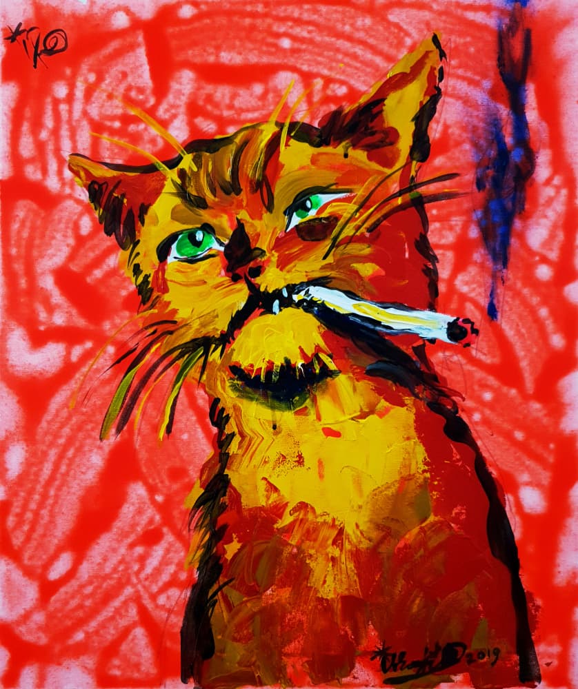Cool Cat Smoking by Kanat Ibragimov — canvas wall art