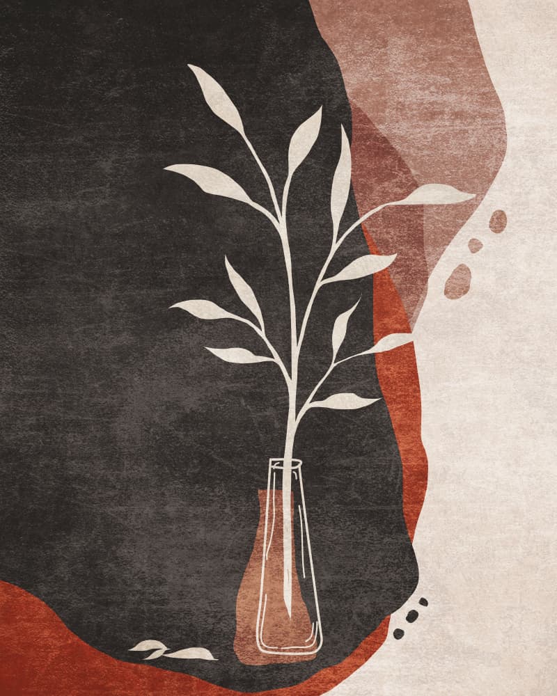 Vase and Leaves by Emel Tunaboylu — canvas wall art