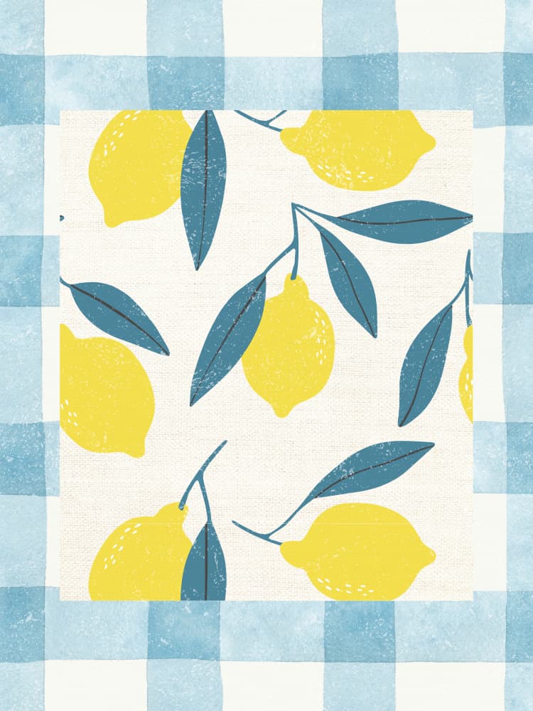 Blue Gingham Lemons by Jolly and Dash — canvas wall art