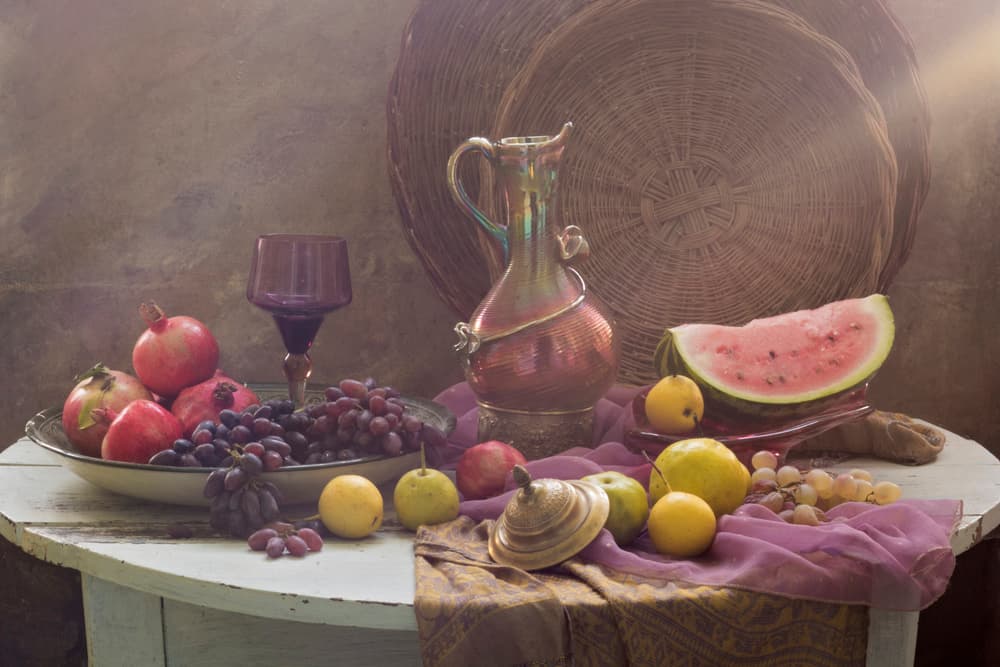 Rustic Fruit And Pitcher by UstinaGreen — canvas wall art