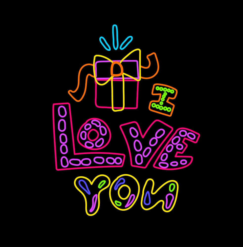 Vibrant Neon Love Gift by Marika Barsrsind — canvas wall art