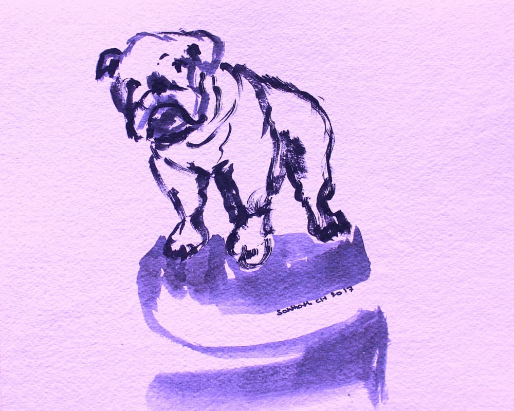 Purple Bulldog Sketch by Santhosh ch — canvas wall art