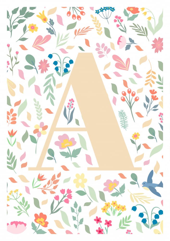 Floral Letter A by Sarah Manovski — canvas wall art