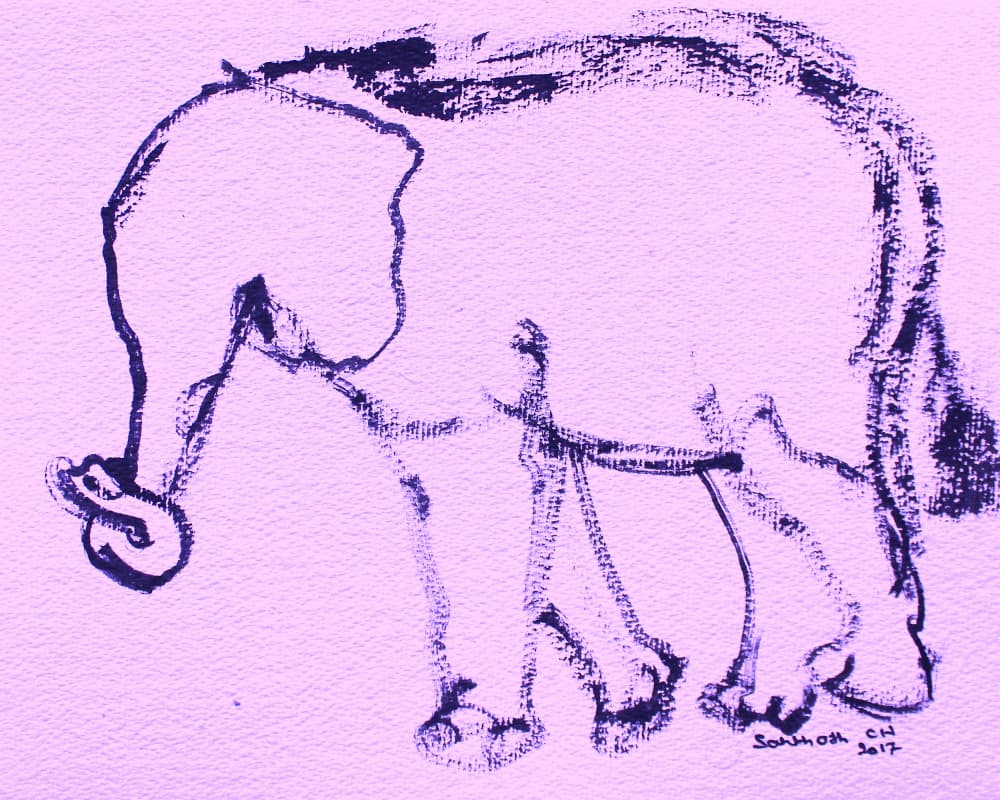 Curious Elephant Drawing by Santhosh ch — canvas wall art