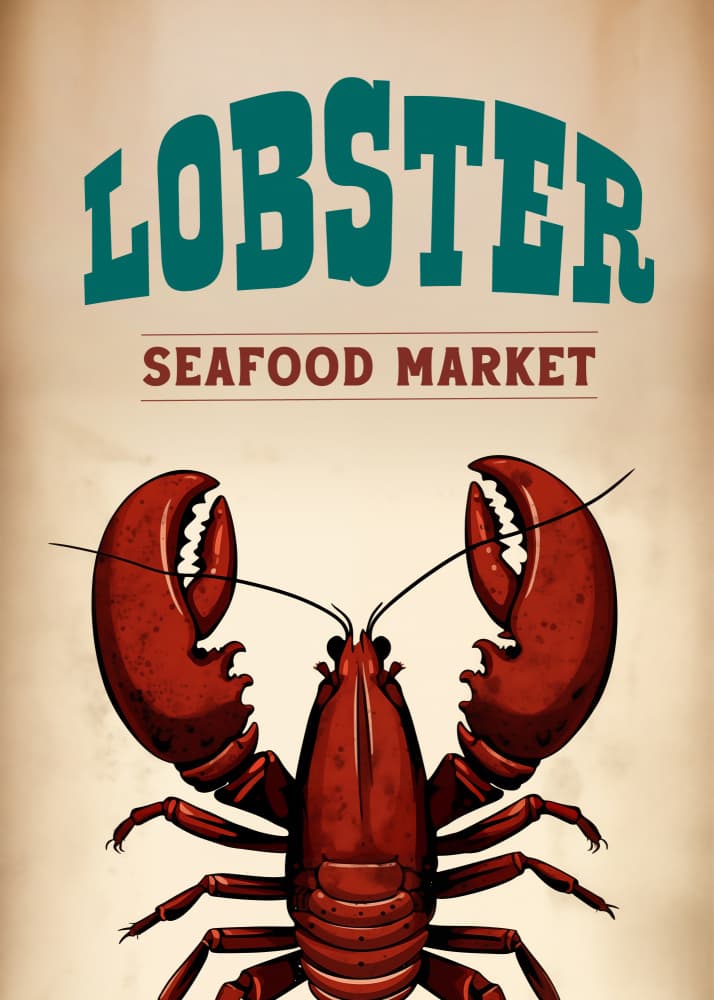 Vintage Lobster Market Sign by Andreas Magnusson — canvas wall art