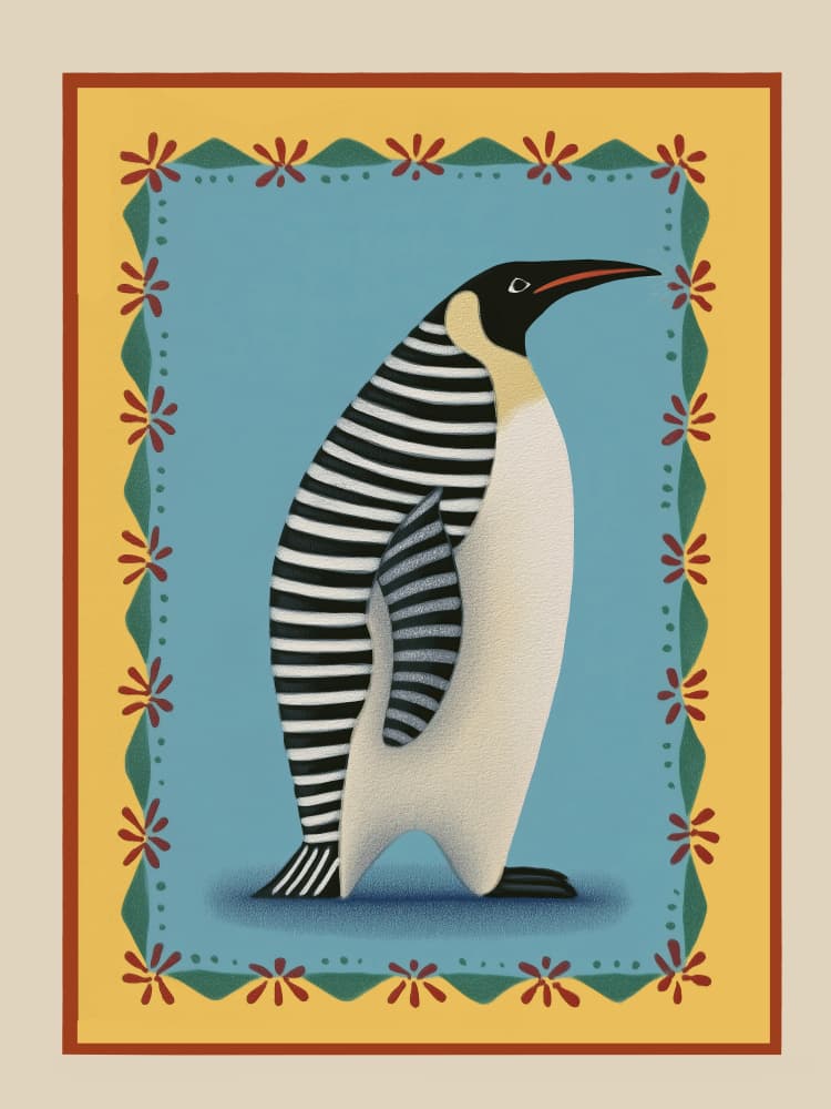 Playful Striped Penguin Chick by City Art — canvas wall art