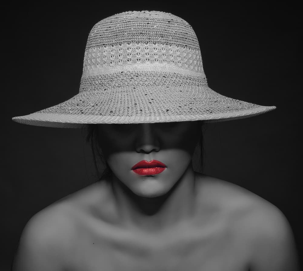Elegant Hat Red Lips by PARTHA BHATTACHARYYA — canvas wall art