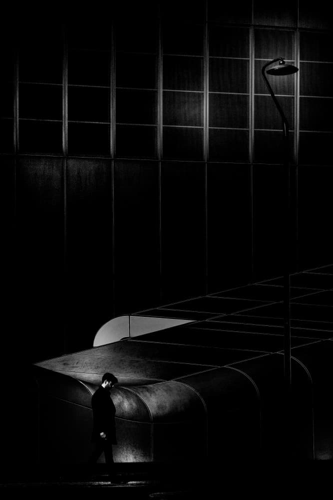 Man in Geometric Shadows by Antonio Grambone — canvas wall art