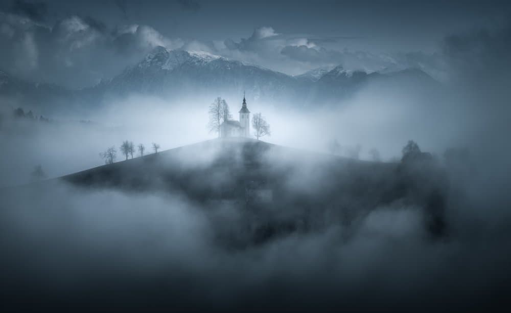 Misty Mountain Church by Alexandr Kukrinov — canvas wall art