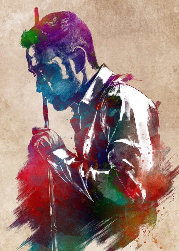 Colorful Snooker Player by Justyna Jaszke — canvas wall art