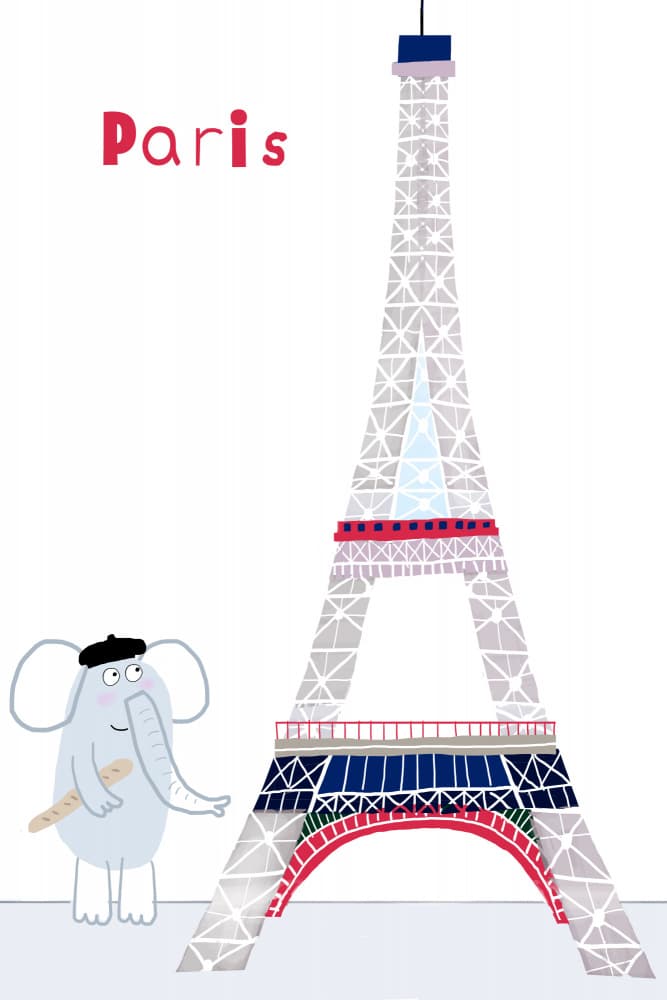 Parisian Elephant at Eiffel by Carla Daly — canvas wall art