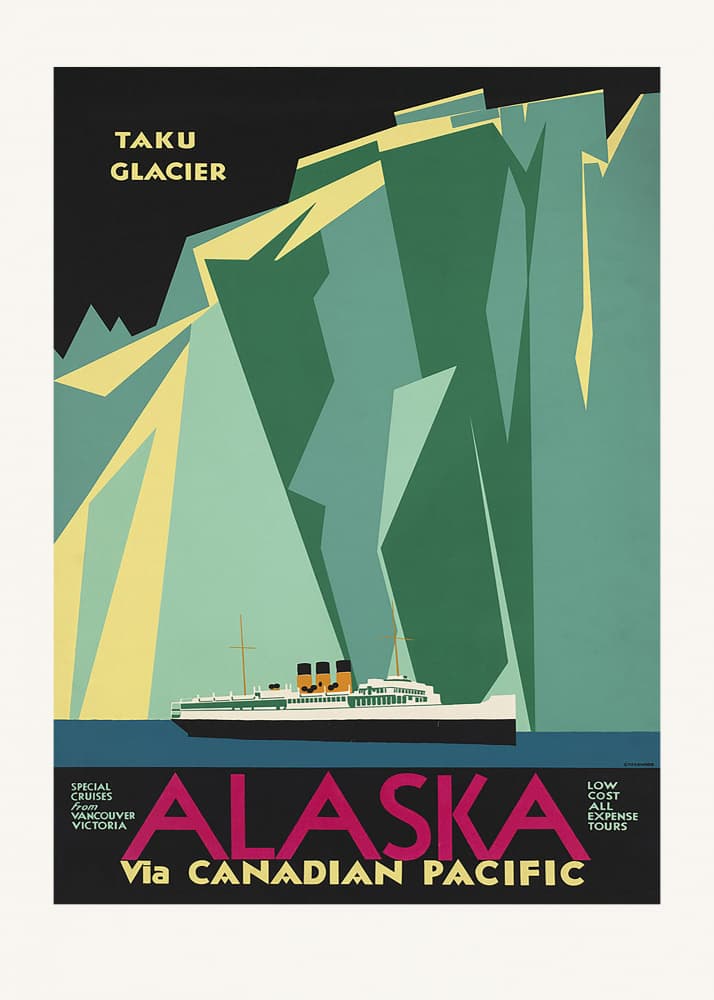 Alaska Via Canadian Pacific. Taku Glacier by Vintage Travel Poster — canvas wall art