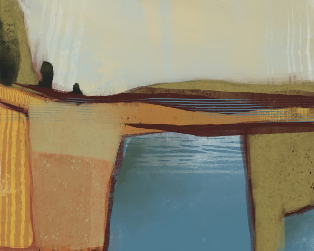 Serene Water Landscape by MANSI SAXENA — canvas wall art