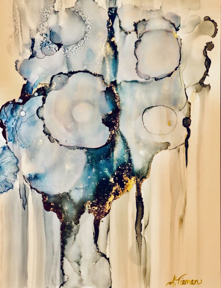 Ethereal Blue Gold Flow by Amy Tieman — canvas wall art