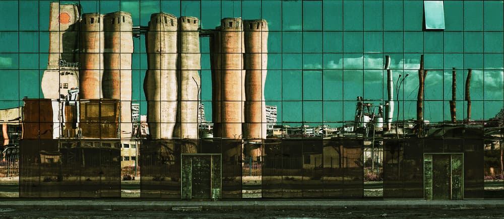 Industrial Glass Reflections by Zhecho Planinski — canvas wall art