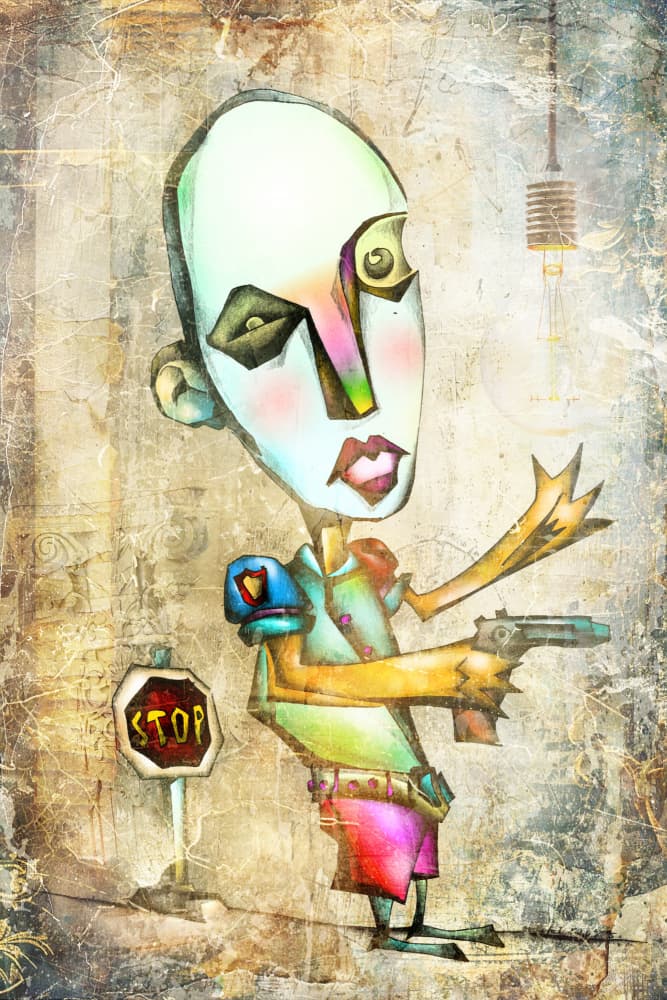 Surreal Stop Sign Figure by Rafal Kulik — canvas wall art