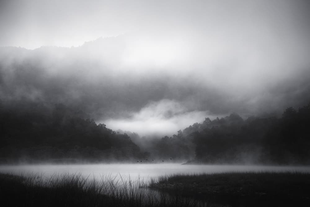 Misty Mountain Lake by swapnil deshpande — canvas wall art