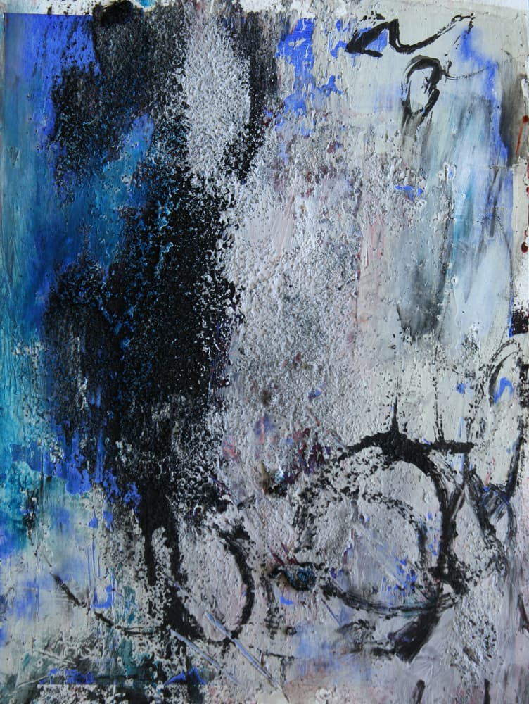 Abstract Blue Grunge Layers by Deb Chaney — canvas wall art