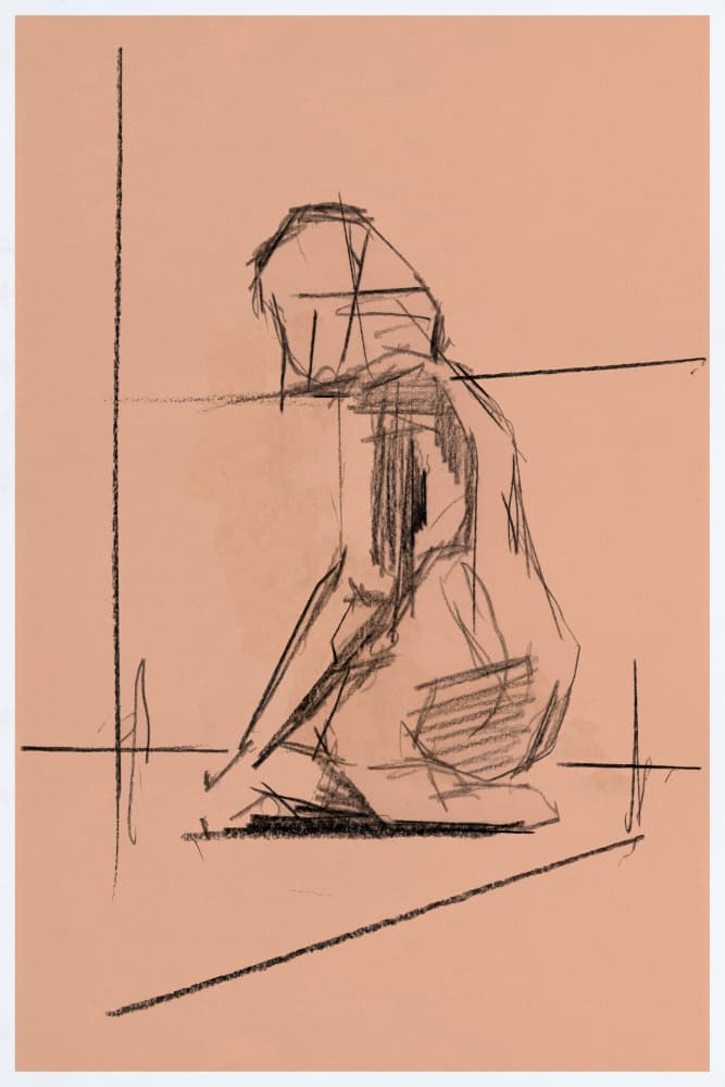 Pensive Figure Drawing by cartissi — canvas wall art