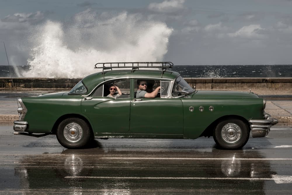Green Classic Car Waves by Andy Bauer — canvas wall art