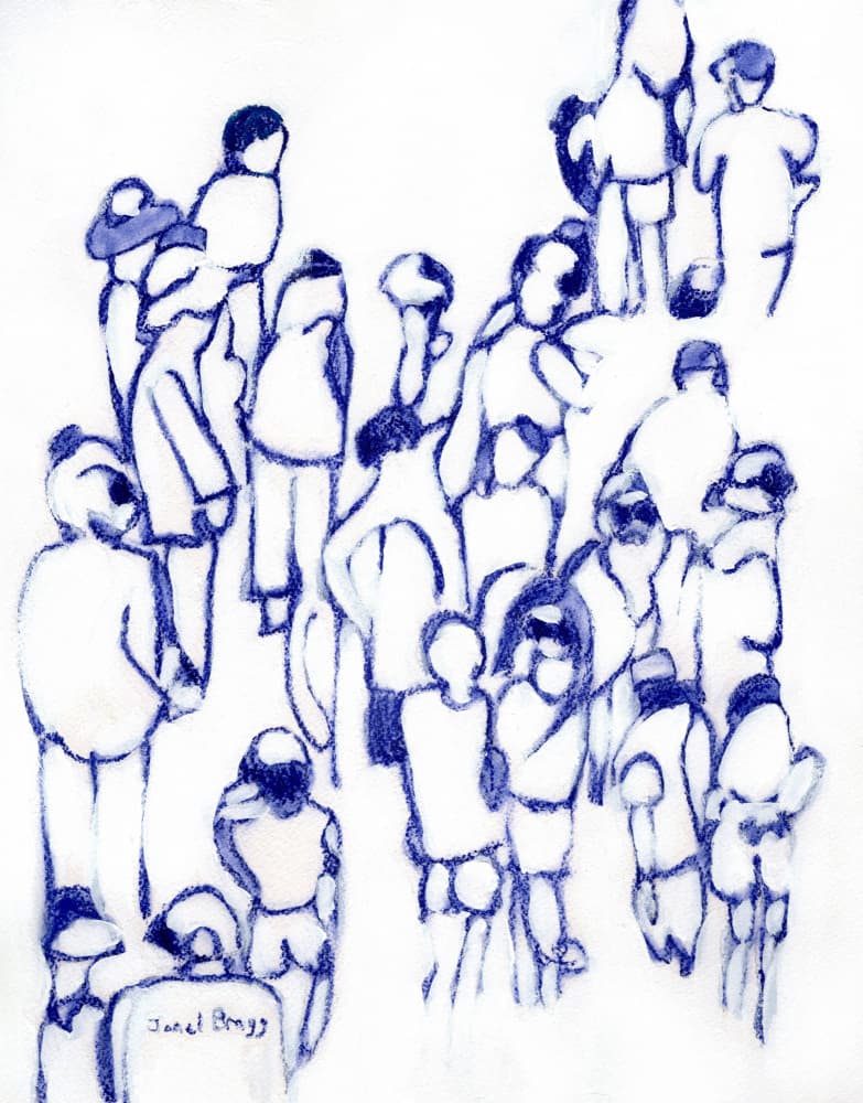 Blue Crowd Sketch by Janel Bragg — canvas wall art