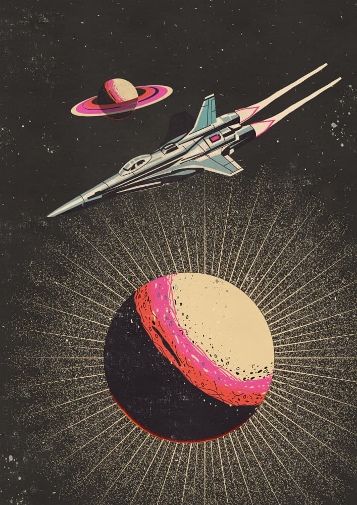 Spaceship Over Planet by Nicholas — canvas wall art