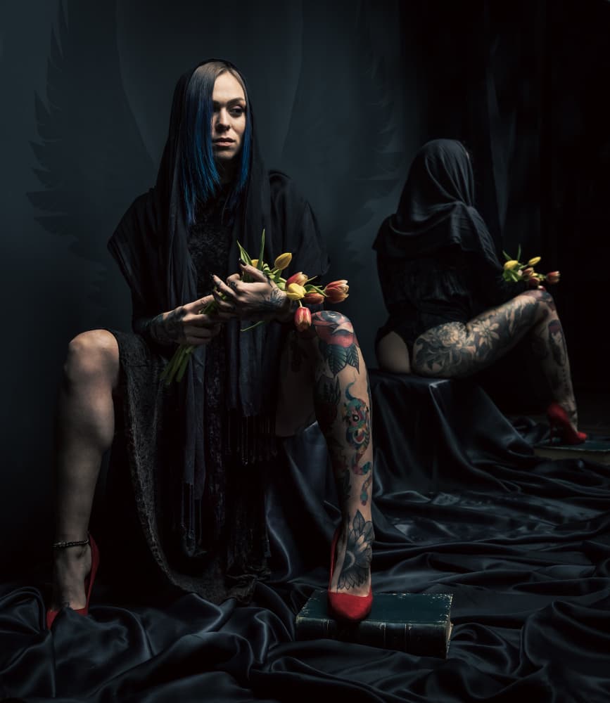 Gothic Woman Red Heels by Robert Girmencea — canvas wall art