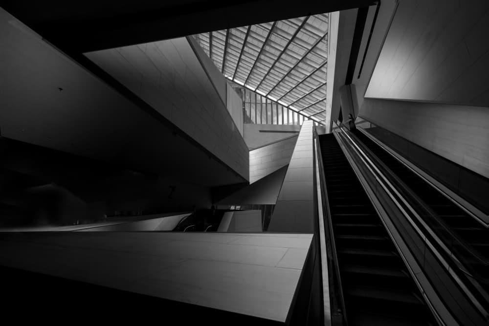 Modern Escalator Geometry by Jiahong Zeng — canvas wall art
