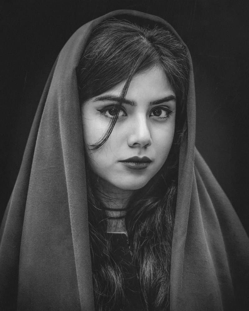 Veiled Woman's Gaze by Amir Heydari — canvas wall art