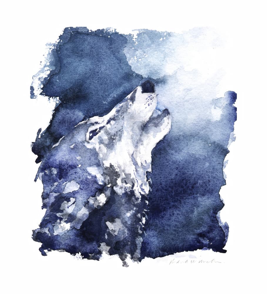 Moonlit Wolf Howl by RodMacIver — canvas wall art