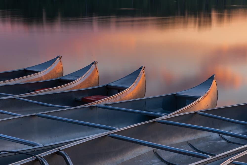 Golden Hour Canoes by ZY Zhang — canvas wall art