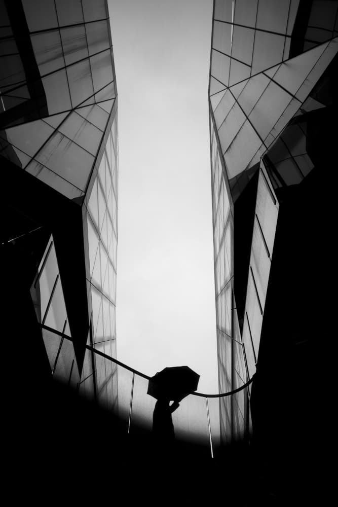 Urban Umbrella Silhouette by Selaru Ovidiu — canvas wall art