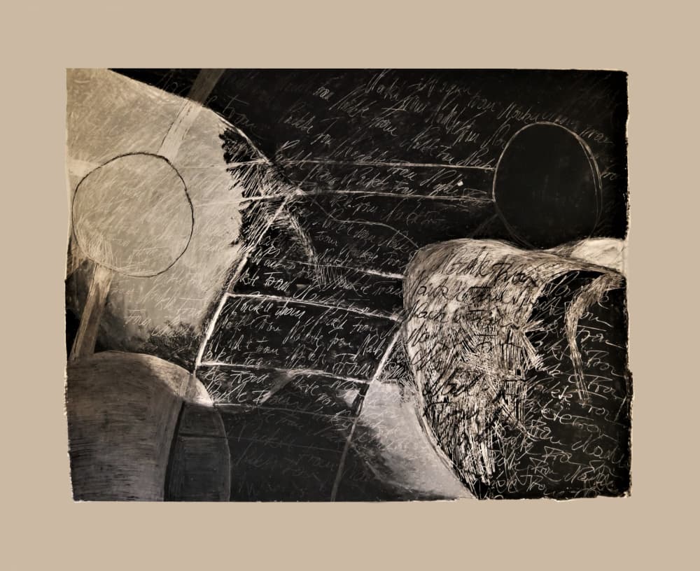Dark Geometric Script by Doris Schmitz — canvas wall art
