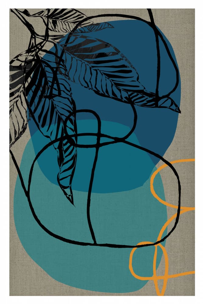 Abstract Blue Tropical Leaves by cartissi — canvas wall art