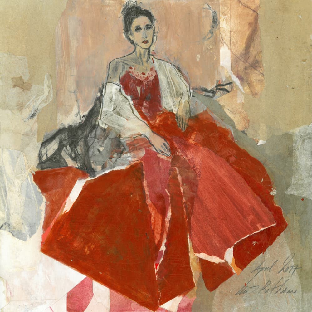 Elegant Woman In Red by Ute Rathmann — canvas wall art