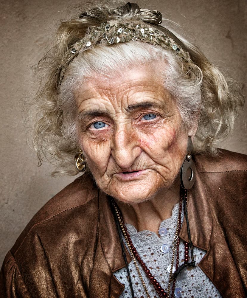 Wise Old Woman Portrait by Hugh Wilkinson — canvas wall art