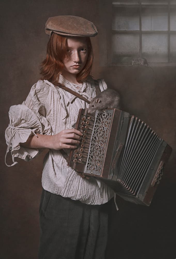 Melancholy Musician and Rat by Carola Kayen-Mouthaan — canvas wall art