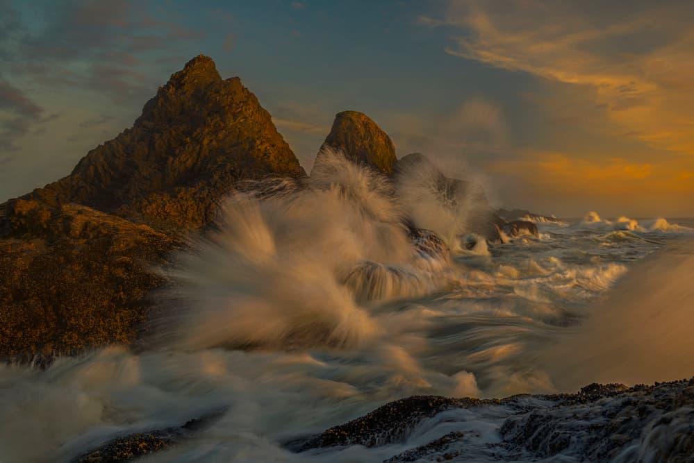 Golden Hour Crashing Waves by James S. Chia — canvas wall art