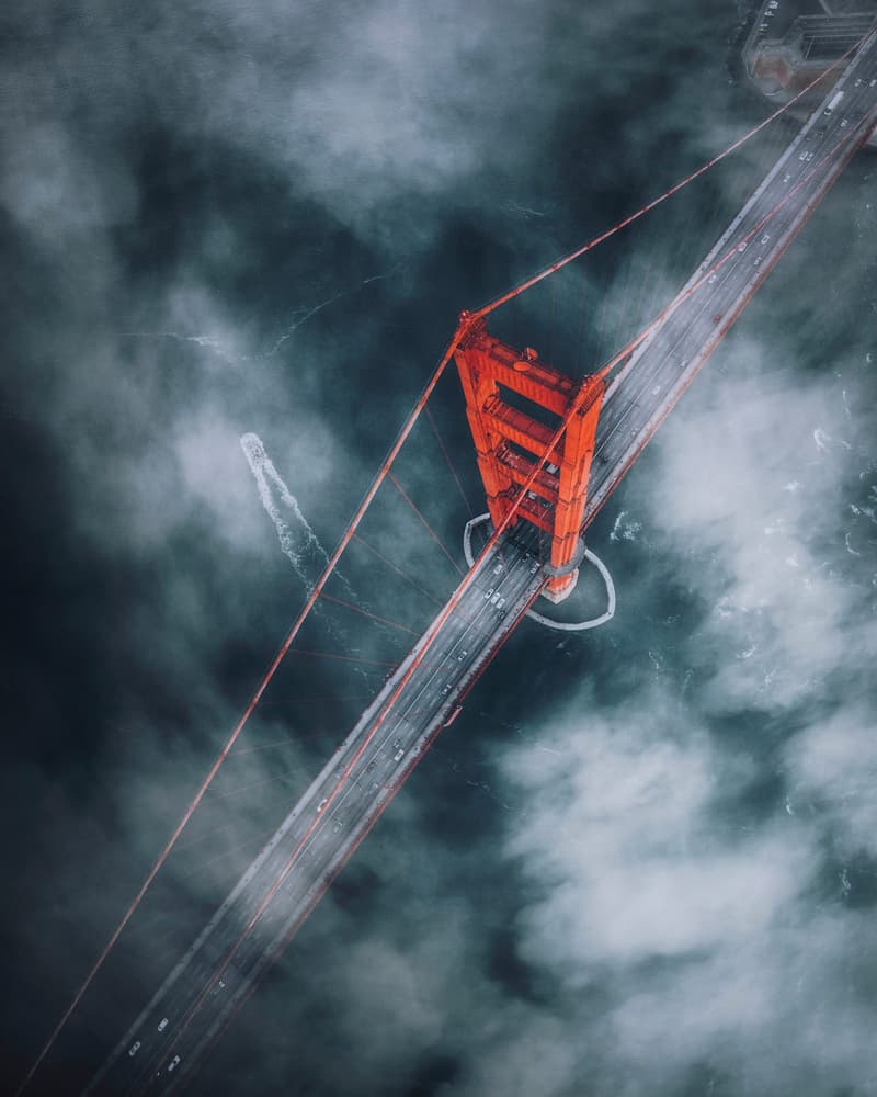 Aerial Golden Gate Fog by David George — canvas wall art