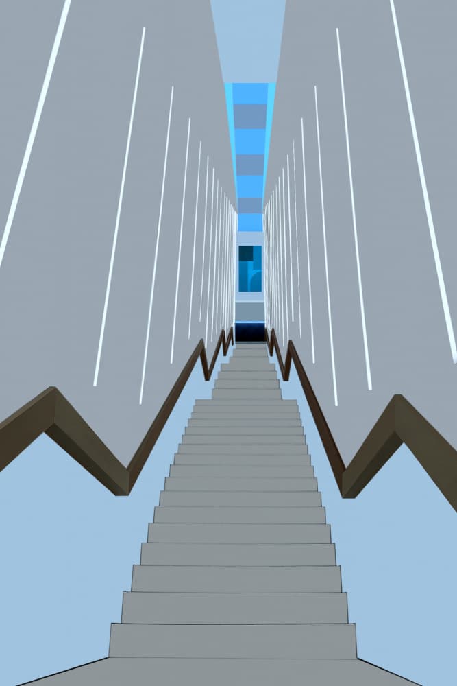 Sleek Blue Stairway by Jorge Pimenta — canvas wall art