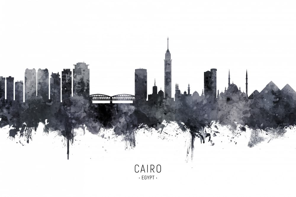 Cairo Urban Watercolor by Michael Tompsett — canvas wall art