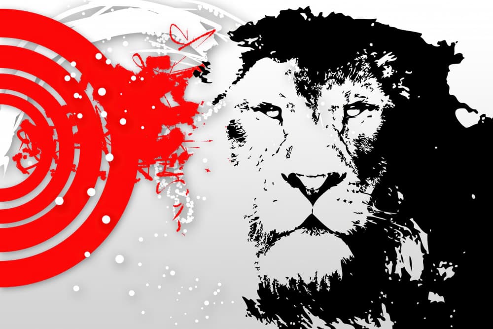 Bold Red Lion by Rafal Kulik — canvas wall art