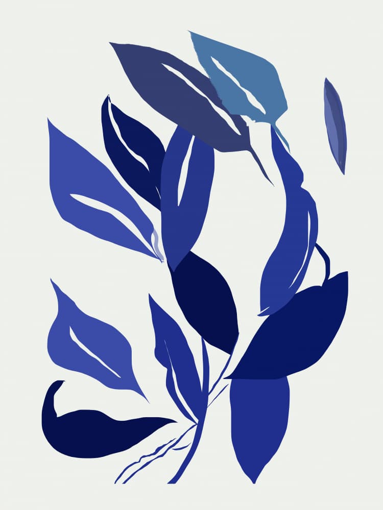 Abstract Blue Leaves by casa cartissi — canvas wall art